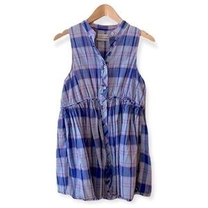 Urban Outfitters Blue Plaid Sleeveless Mini Dress